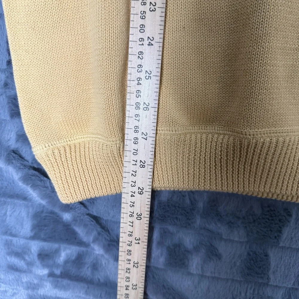 Eddie Bauer Sweater Mens Large Yellow Cotton Henley Crewneck Knit Pullover - Picture 5 of 9